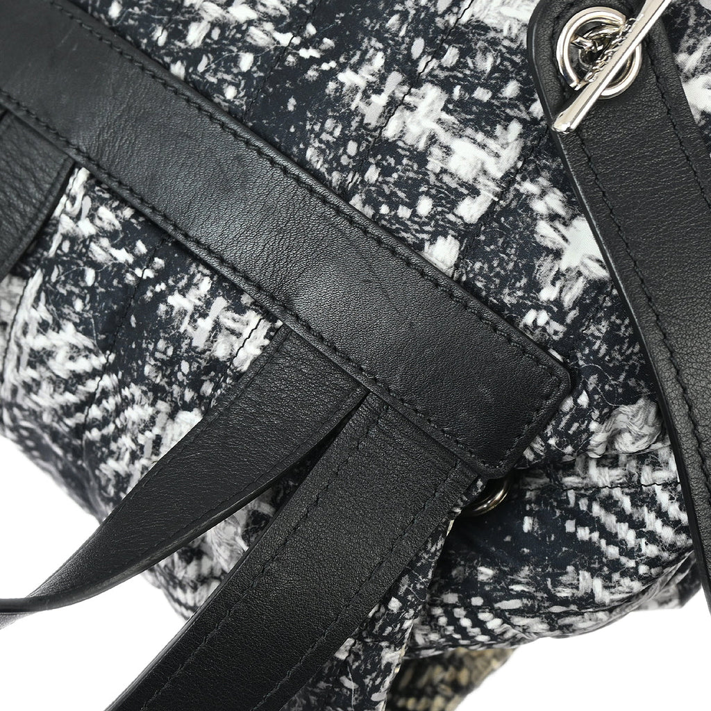Chanel 2013-2014 Black White Tweed Print Backpack