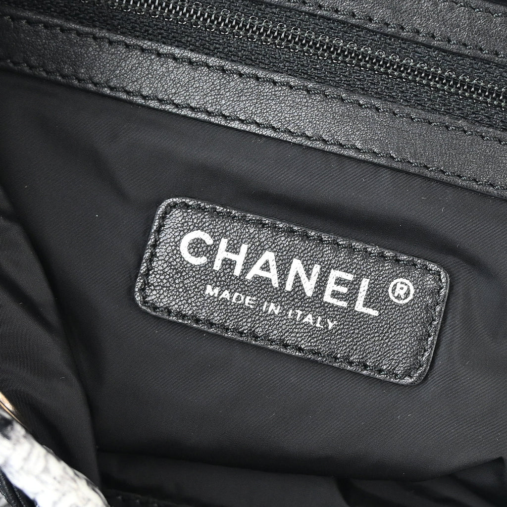 Chanel 2013-2014 Black White Tweed Print Backpack