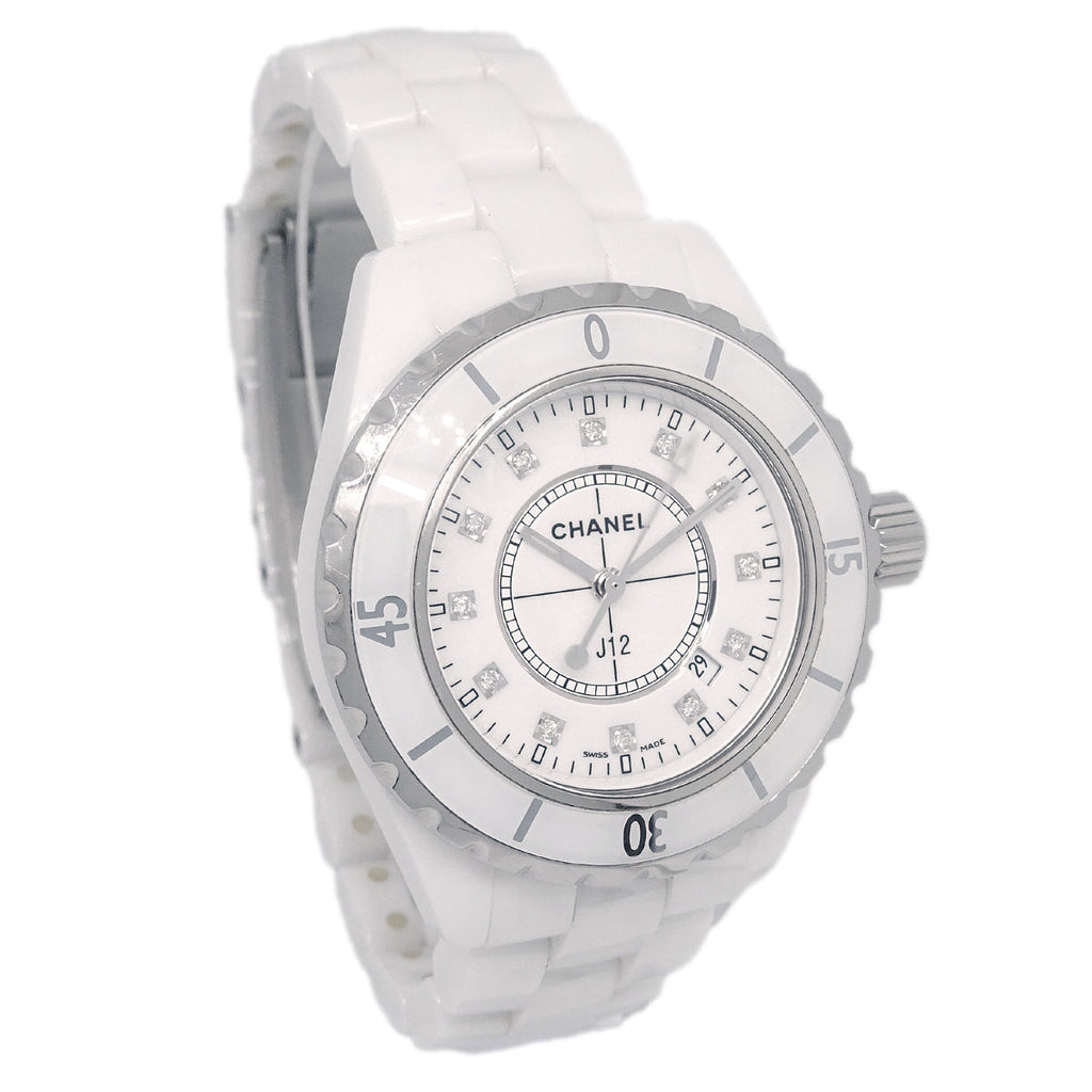 Chanel Ref.H1628 2009 J12 Quartz 33mm Watch Ceramic SS Diamond