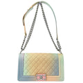 Boy Chanel 2018 Pink Blue Caviar Medium Chain Shoulder Bag