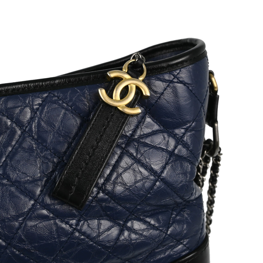 Chanel 2019 Blue Black Calfskin Large Gabrielle Shoulder Bag