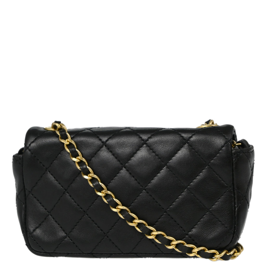 Chanel 2010-2011 Black Lambskin Single Flap Shoulder Bag