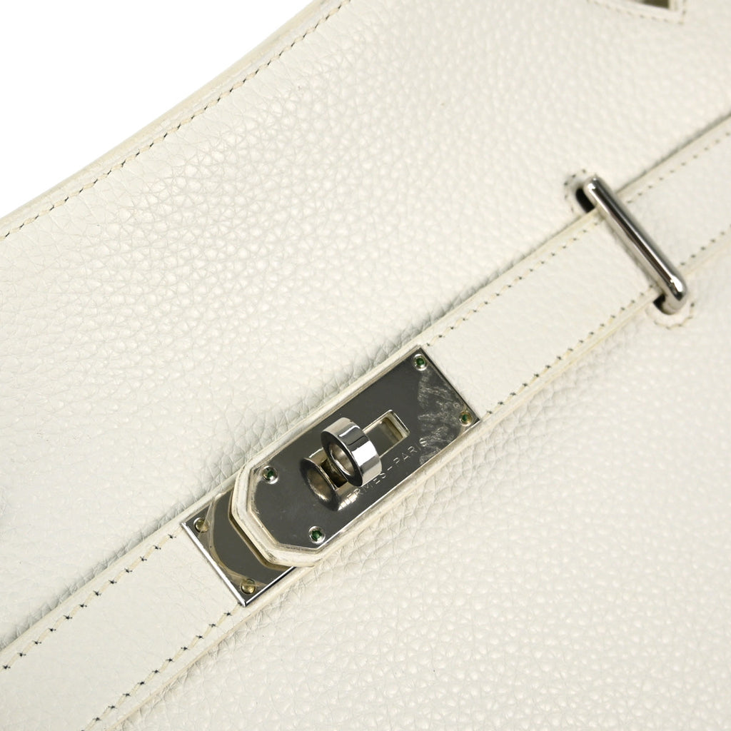 Hermes 2011 White Taurillon Clemence Jypsiere 34 Shoulder Bag