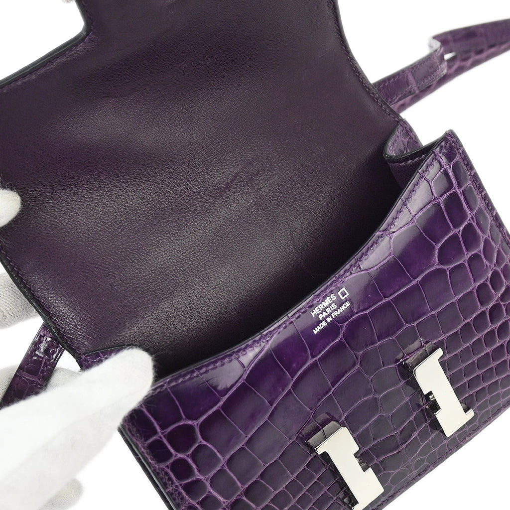 Hermes * 2010 Amethyst Alligator Crocodile Constance 14 Shoulder Bag