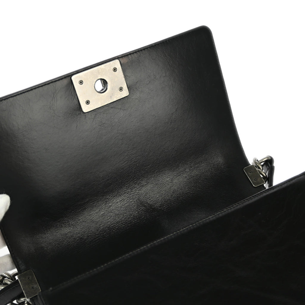 Boy Chanel 2017 Black Lambskin Medium Chain Shoulder Bag