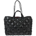 Chanel 2017 Black Calfskin Bubble Quilt 2way Shoulder Tote Handbag