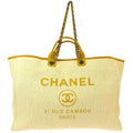 Chanel 2016-2017 Yellow Canvas Extra Large Deauville 2way Shoulder Tote Bag
