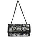 Chanel 2016-2017 Silver Lambskin Sequins Double Chain Shoulder Bag