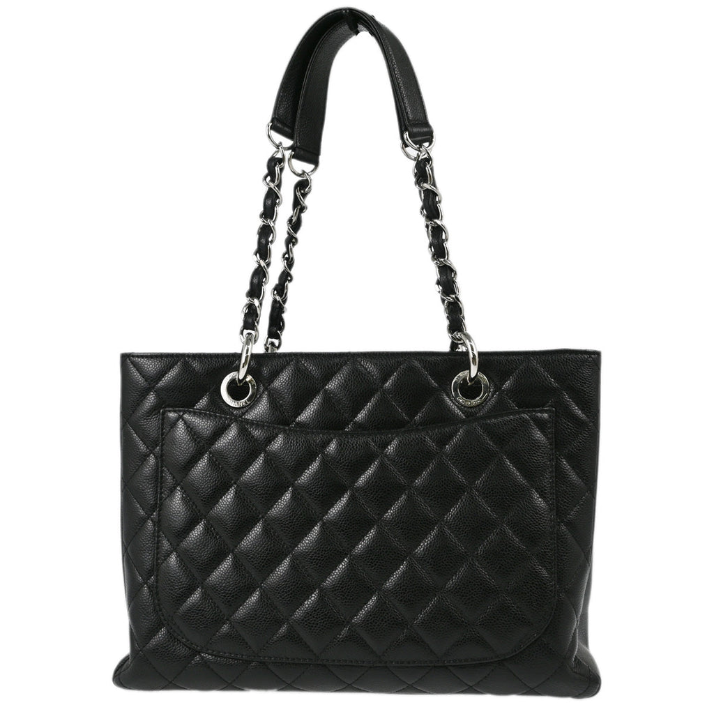 Chanel 2012 Black Caviar Grand Shopping Tote GST Chain Handbag