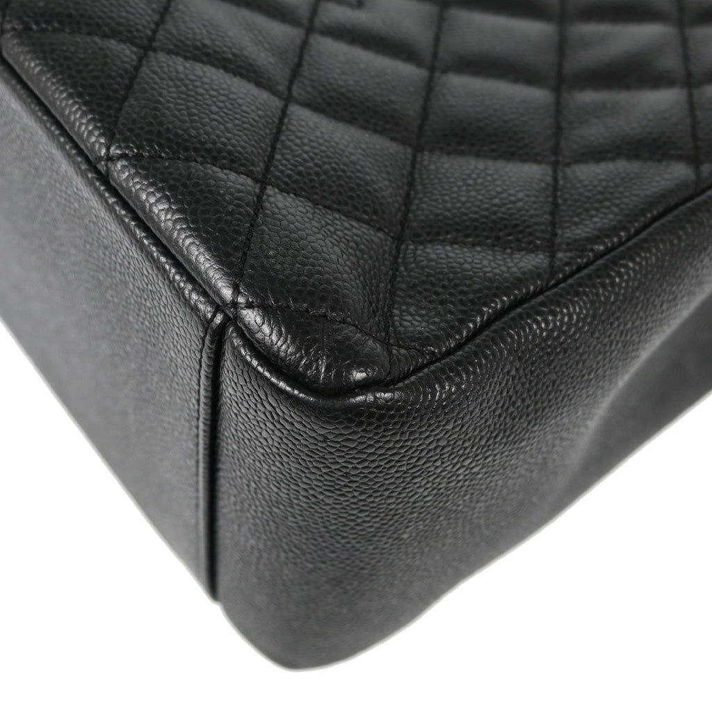 Chanel 2012 Black Caviar Grand Shopping Tote GST Chain Handbag