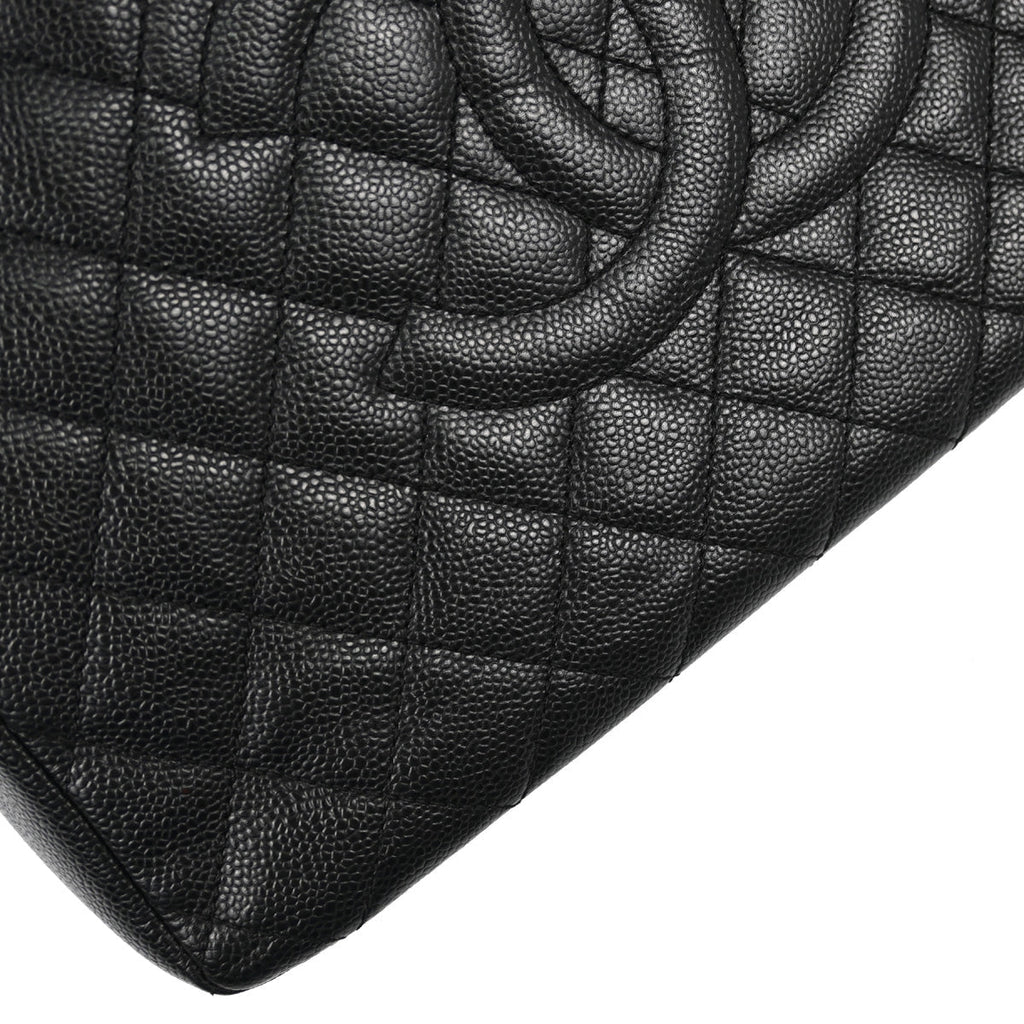 Chanel 2012 Black Caviar Grand Shopping Tote GST Chain Handbag