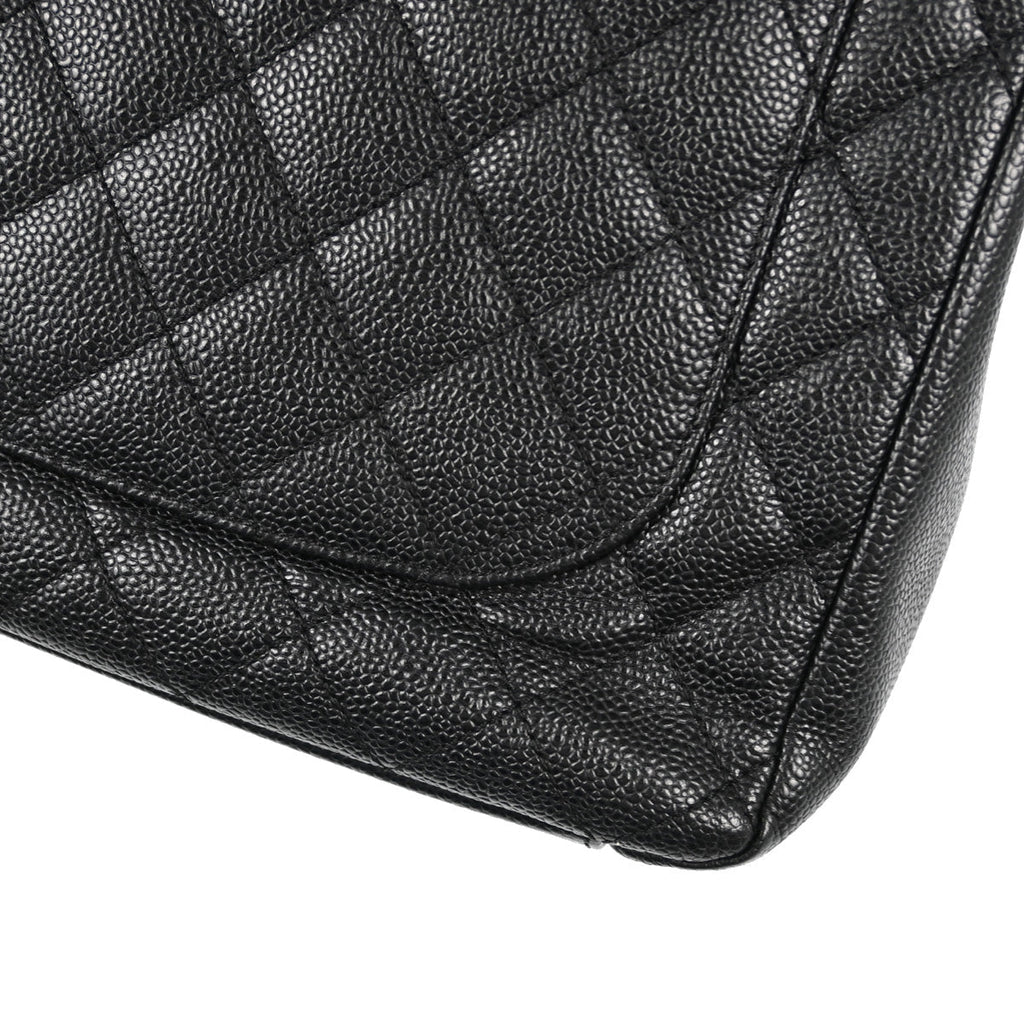 Chanel 2012 Black Caviar Grand Shopping Tote GST Chain Handbag