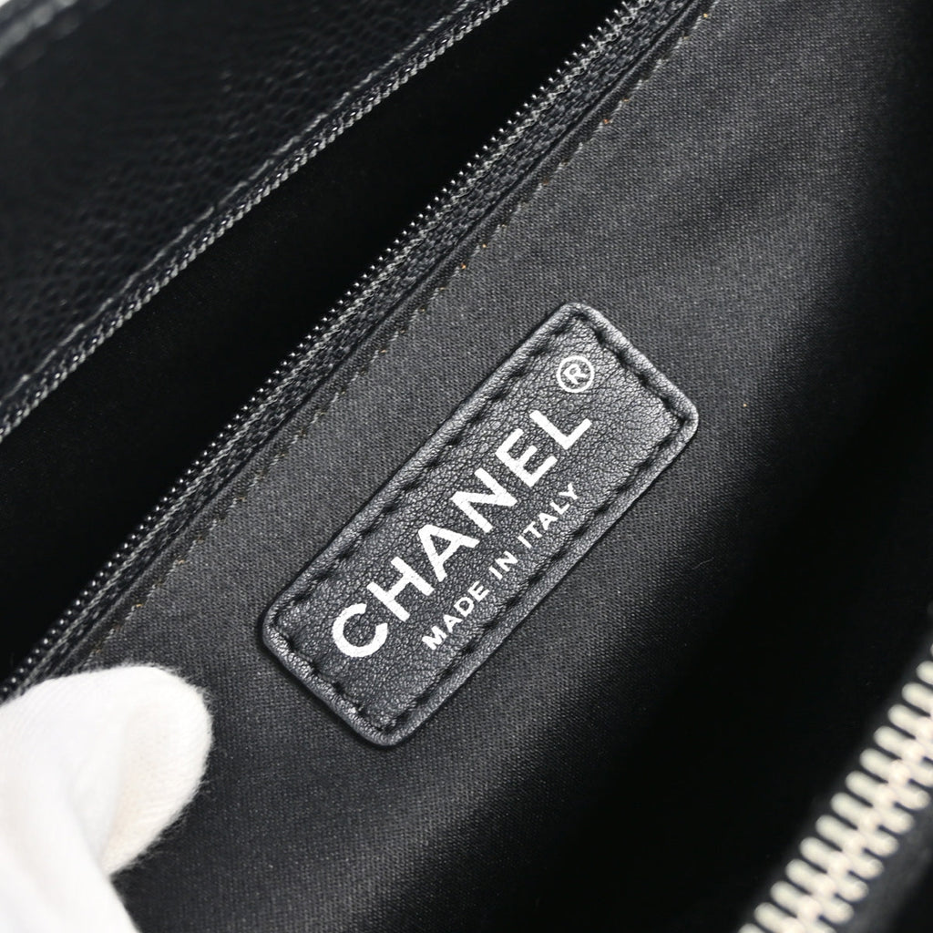 Chanel 2012 Black Caviar Grand Shopping Tote GST Chain Handbag