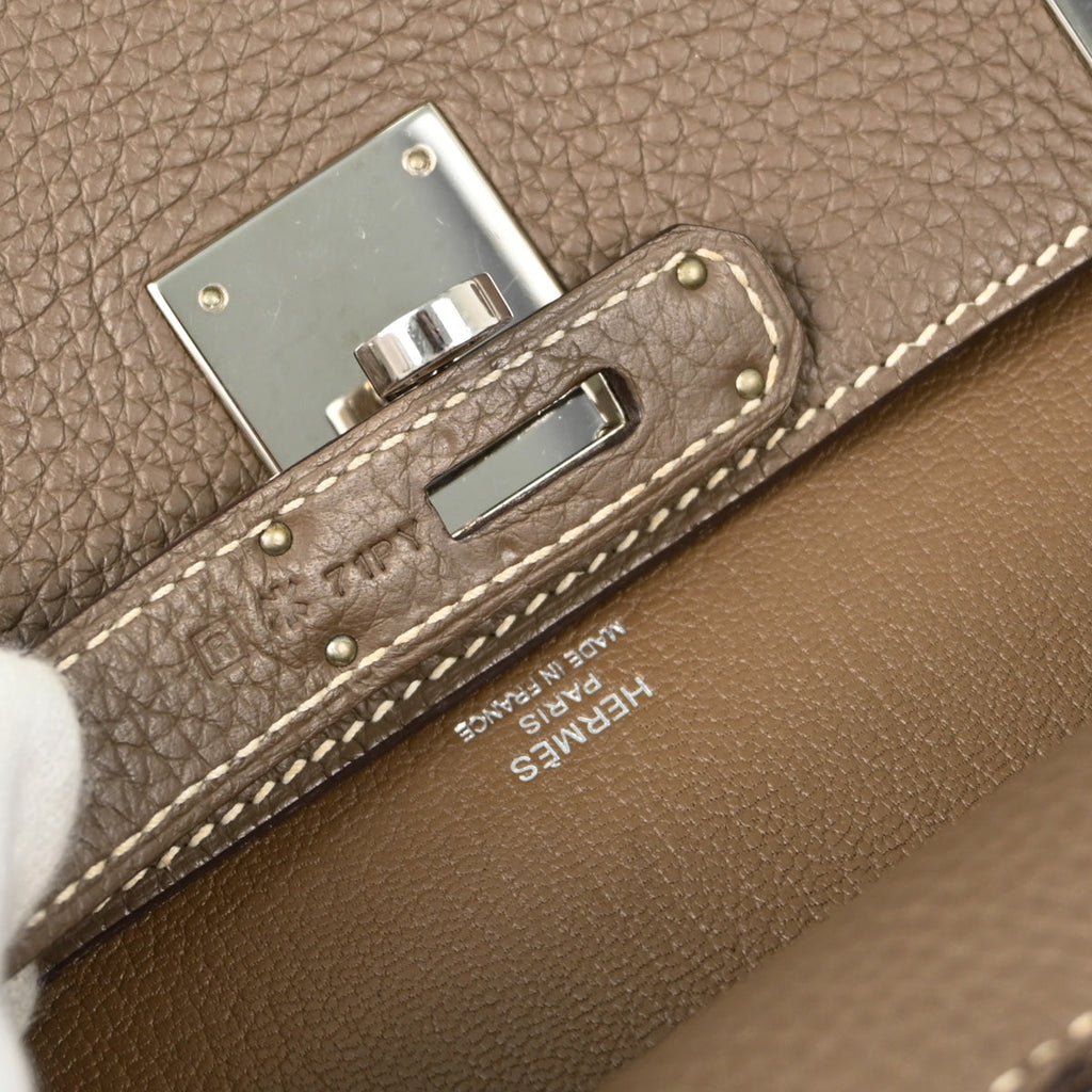 Hermes 2014 Etoupe Gray Taurillon Clemence Jypsiere 28 Shoulder Bag