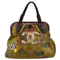 Chanel 2015-2016 Khaki Green Canvas Graffiti On The Pavement Tote Handbag