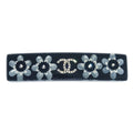 Chanel Hair Clip Hairpin Barrette Flower CC Rhinestone Black 16C