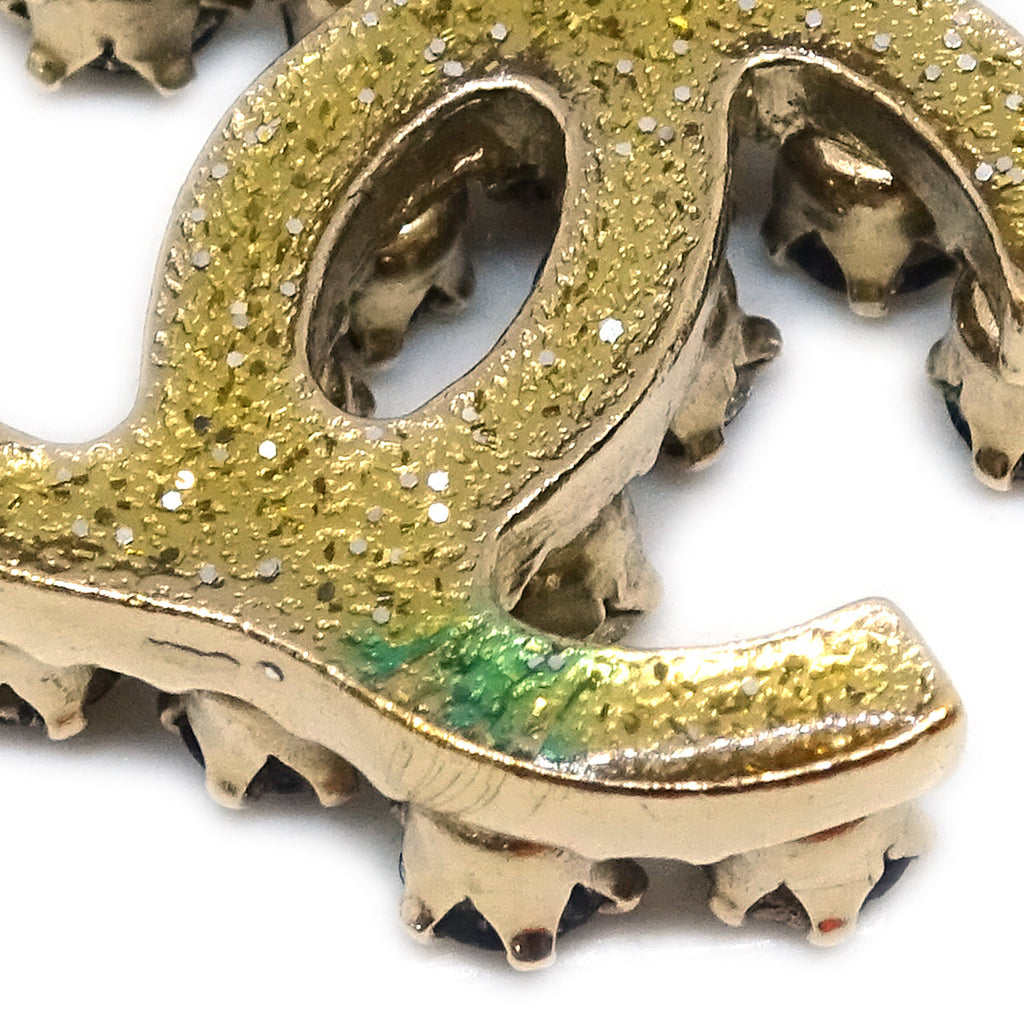 Chanel 2010 Pendant Necklace Rhinestone Gold 10C