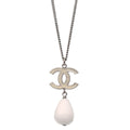 Chanel CC Chain Necklace Silver White B10A