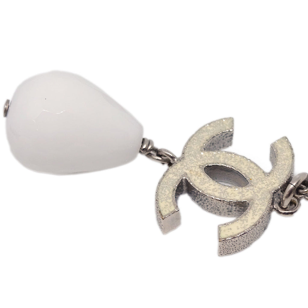 Chanel CC Chain Necklace Silver White B10A
