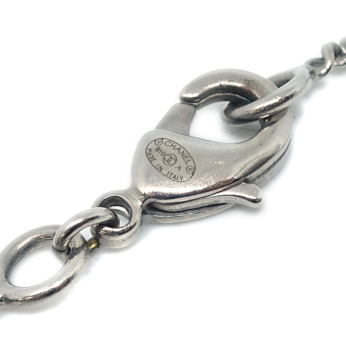 Chanel CC Chain Necklace Silver White B10A