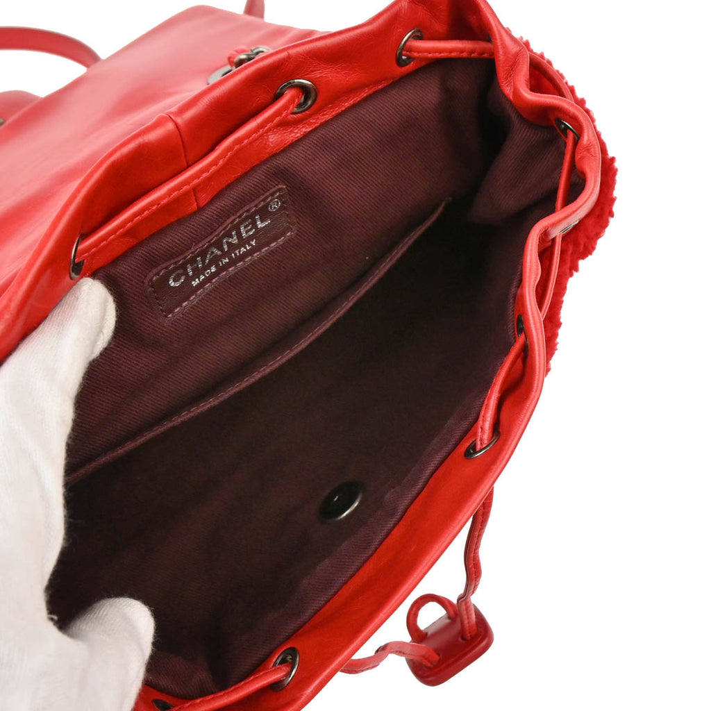 Chanel 2015-2016 Red Sheepskin Lambskin 2way Backpack