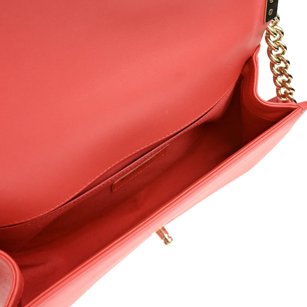 Boy Chanel 2019 Pink Lambskin Chevron Medium Double Chain Shoulder Bag