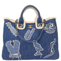 Chanel 2019 Blue Denim Paris-Egypt Hieroglyph 2way Shoulder Tote Handbag