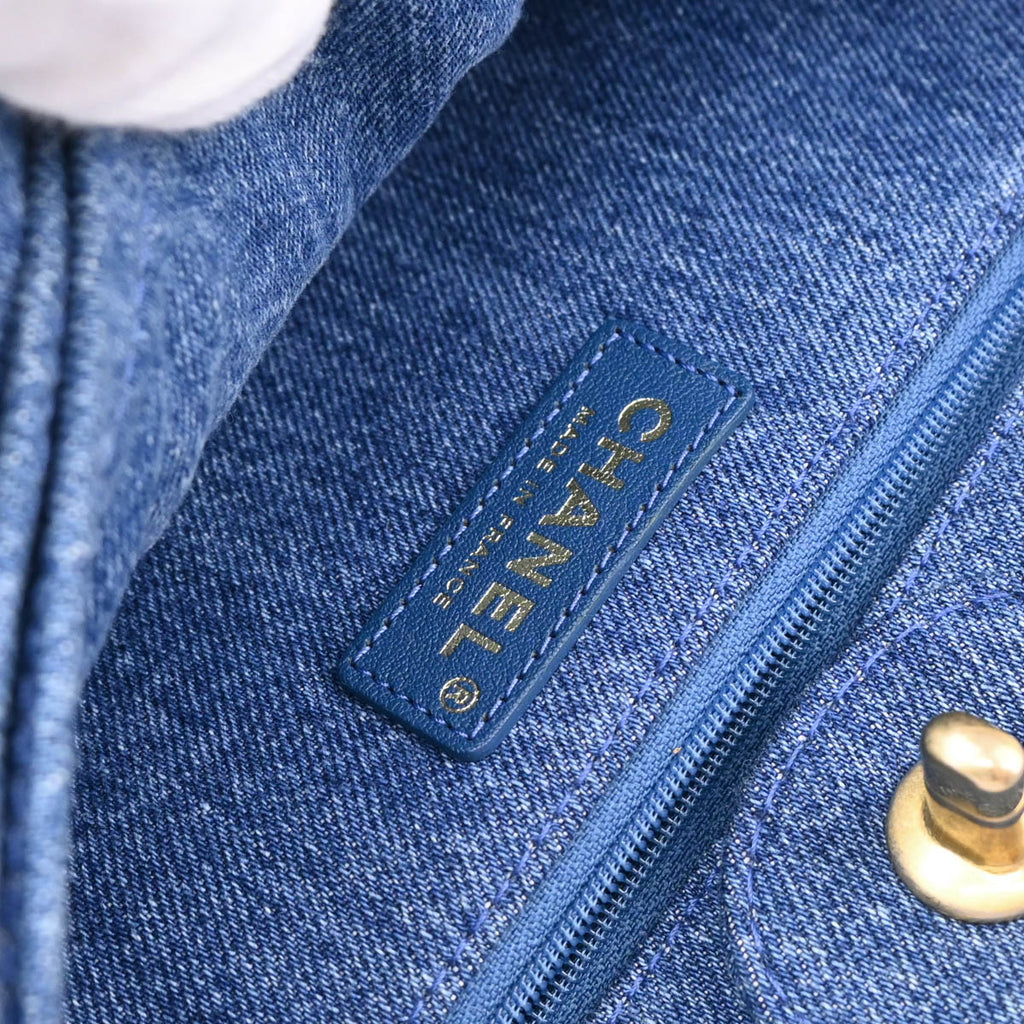 Chanel 2019 Blue Denim Paris-Egypt Hieroglyph 2way Shoulder Tote Handbag