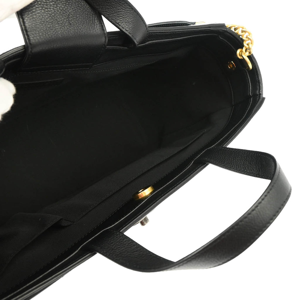 Chanel 2017 Black Caviar Straight Lines Shopping Tote 2way Handbag