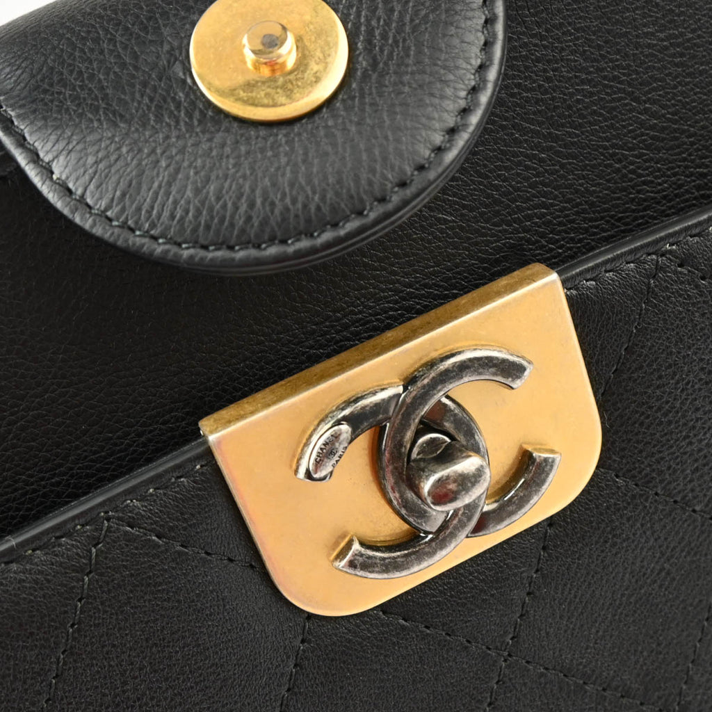 Chanel 2017 Black Caviar Straight Lines Shopping Tote 2way Handbag
