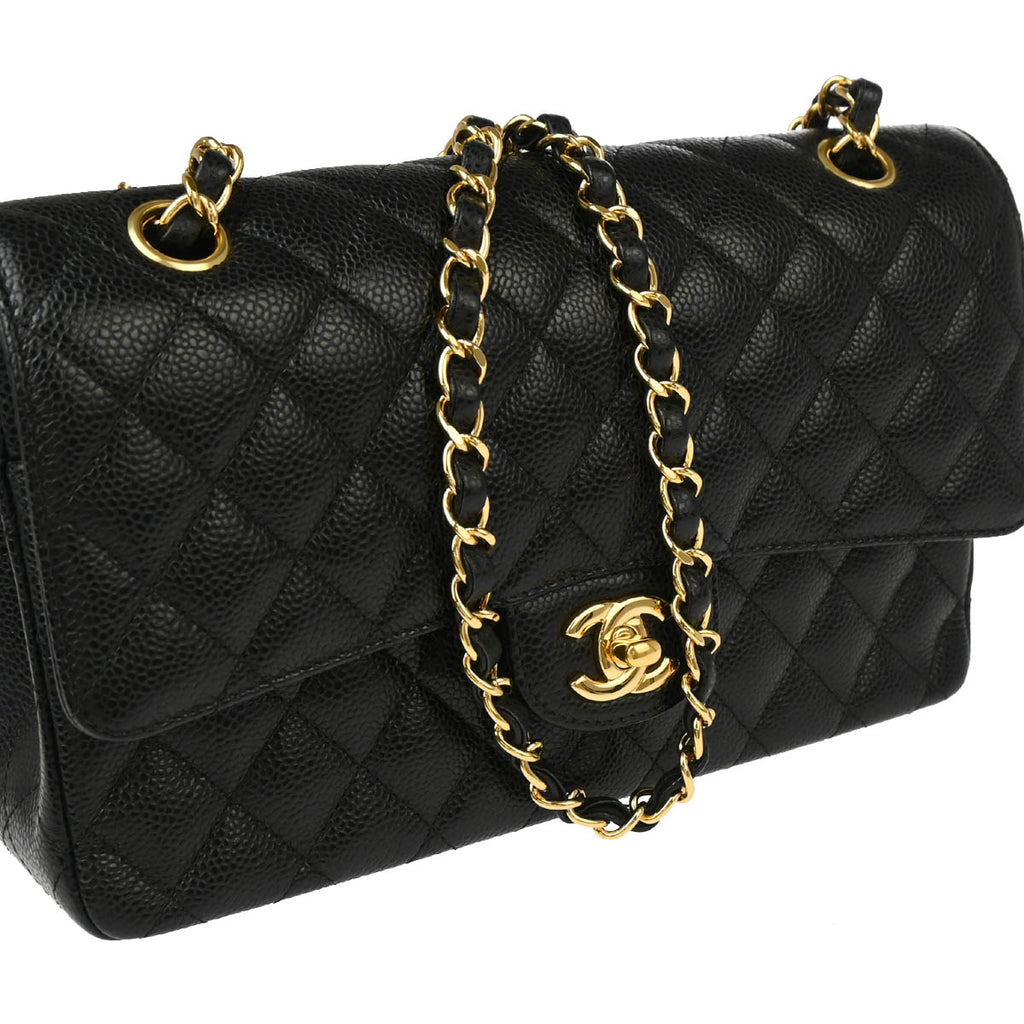 Chanel 2019 Black Caviar Medium Classic Double Flap Shoulder Bag