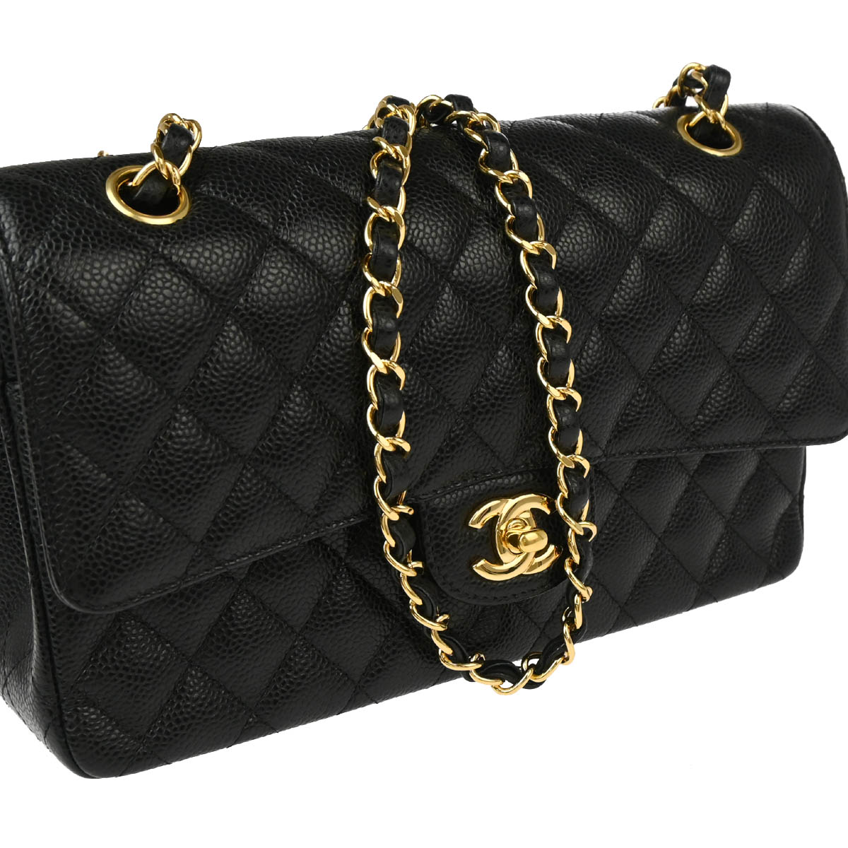 Chanel 2019 Black Caviar Medium Classic Double Flap Shoulder Bag