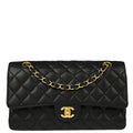 Chanel 2013-2014 Black Caviar Medium Classic Double Flap Shoulder Bag