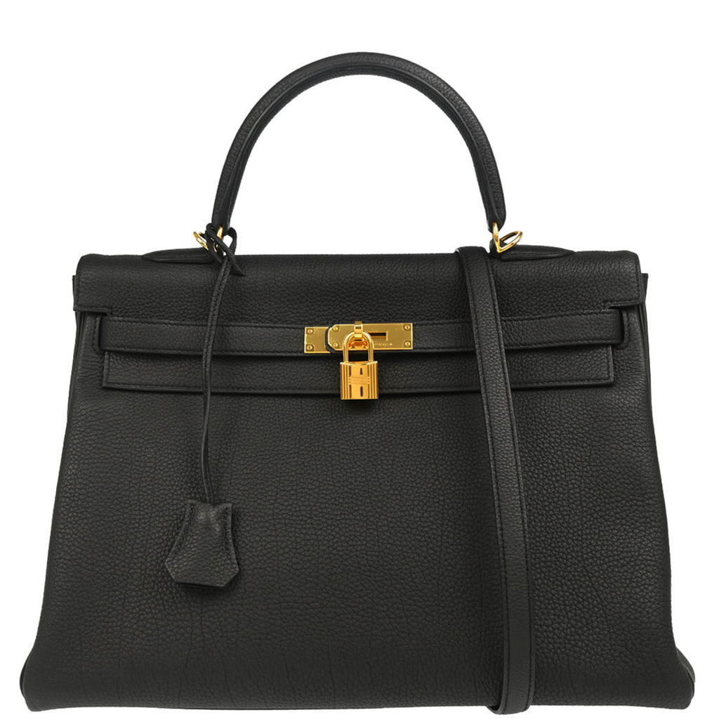 Hermes 2014 Black Togo Kelly 35 Retourne 2way Shoulder Handbag