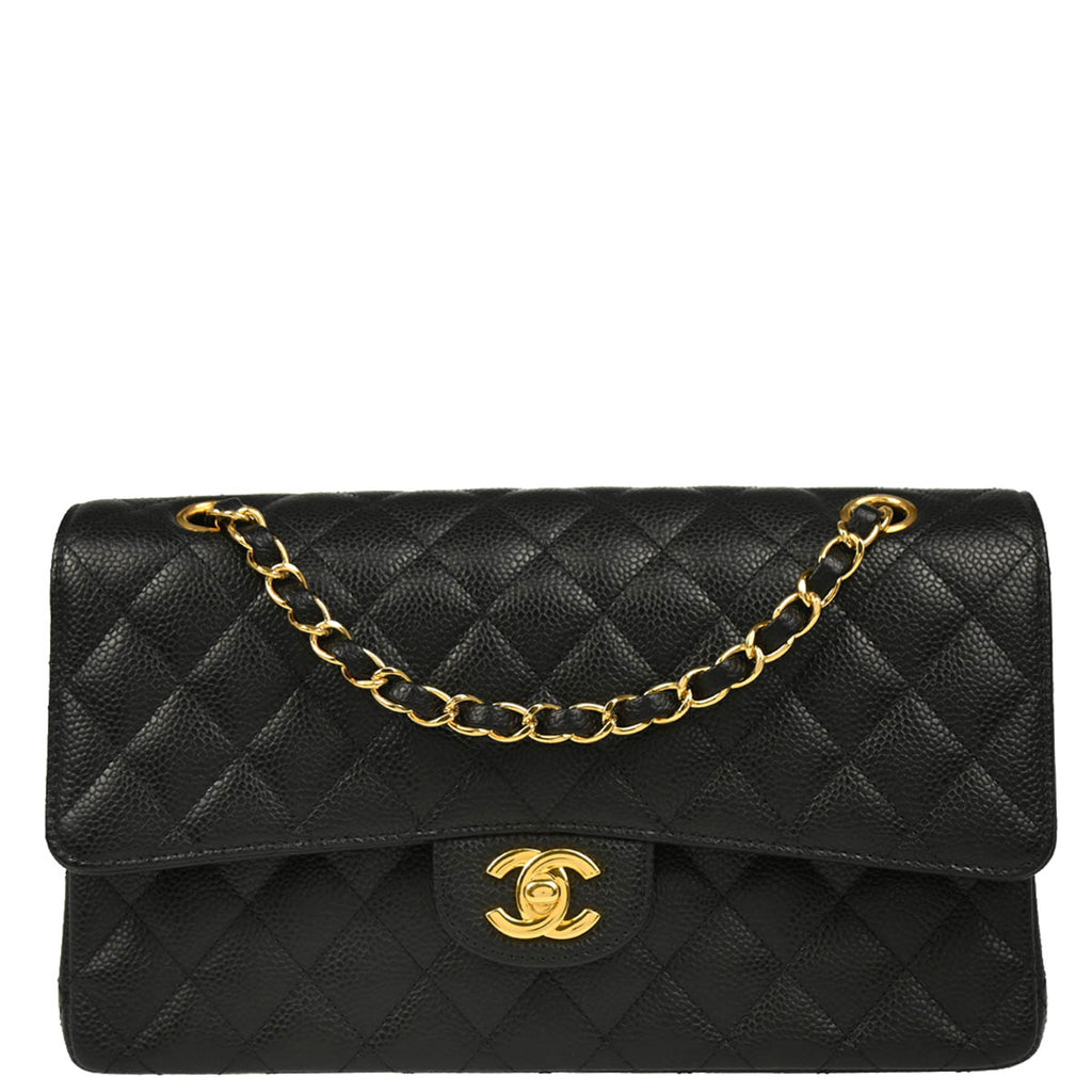 Chanel 2019 Black Caviar Medium Classic Double Flap Shoulder Bag