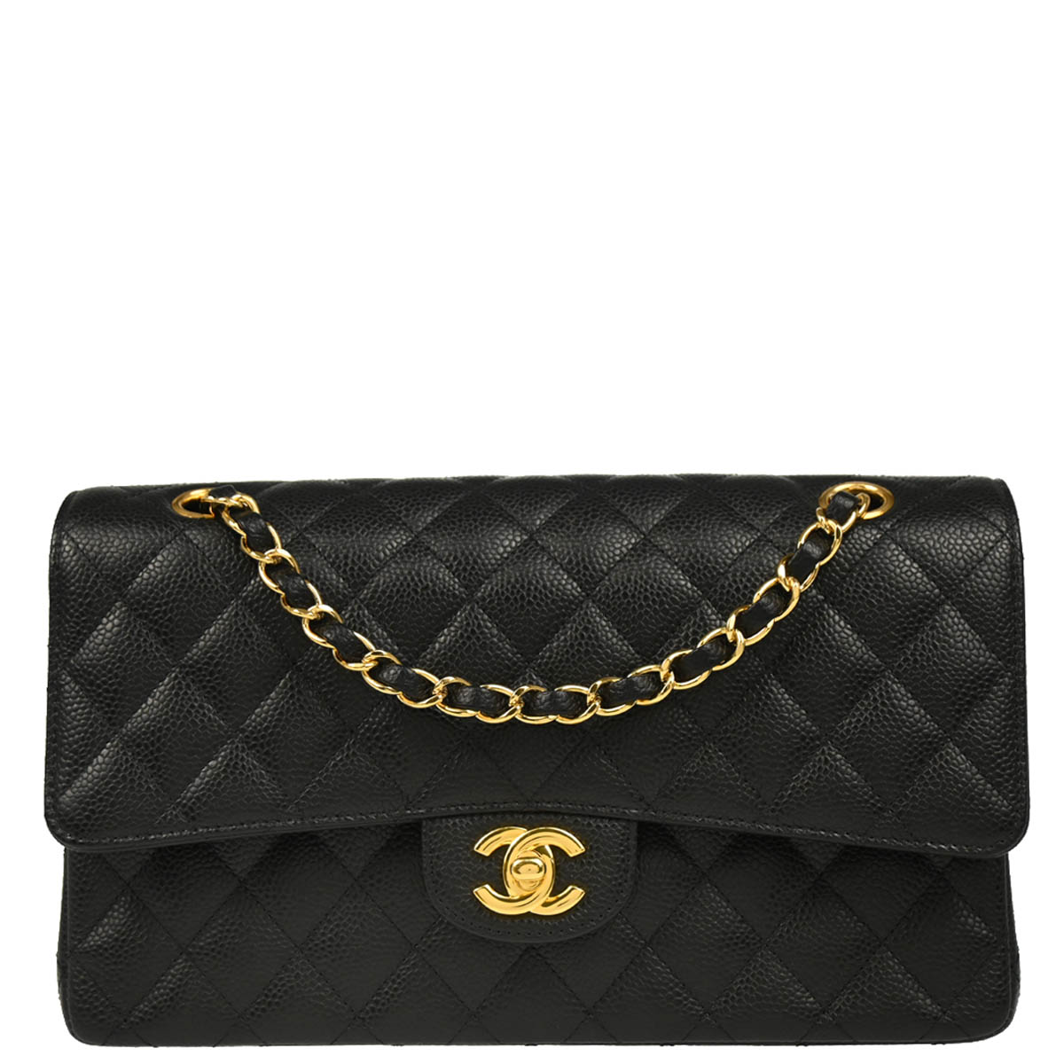 Chanel 2019 Black Caviar Medium Classic Double Flap Shoulder Bag