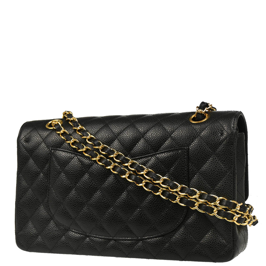 Chanel 2019 Black Caviar Medium Classic Double Flap Shoulder Bag
