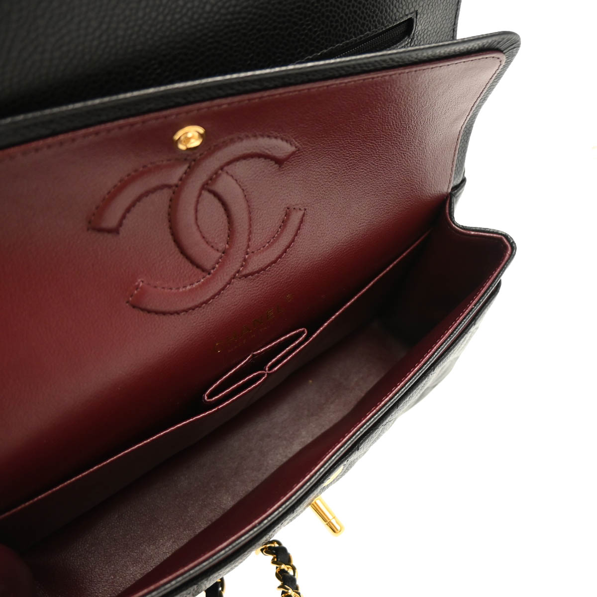 Chanel 2019 Black Caviar Medium Classic Double Flap Shoulder Bag