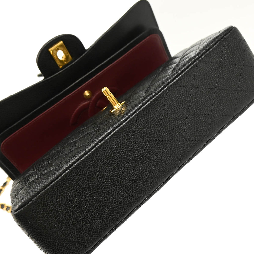 Chanel 2019 Black Caviar Medium Classic Double Flap Shoulder Bag