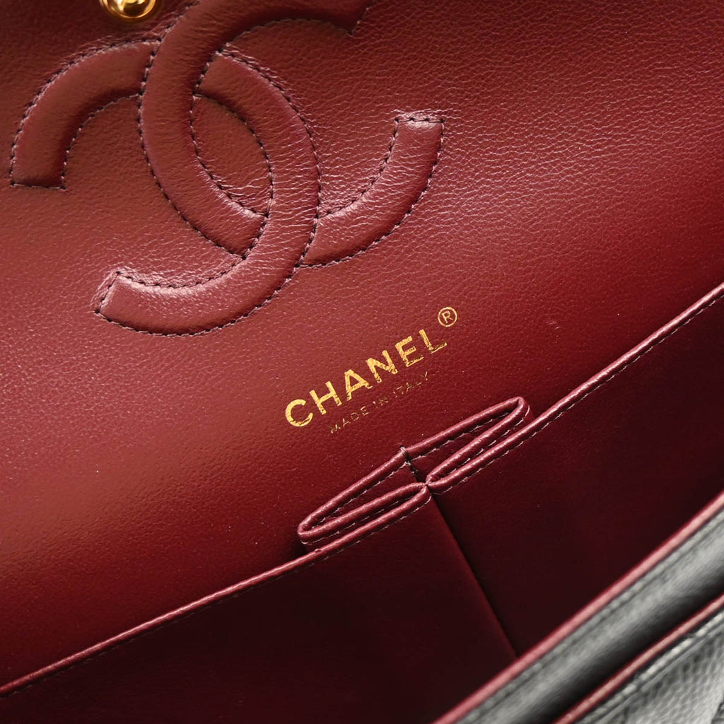 Chanel 2019 Black Caviar Medium Classic Double Flap Shoulder Bag