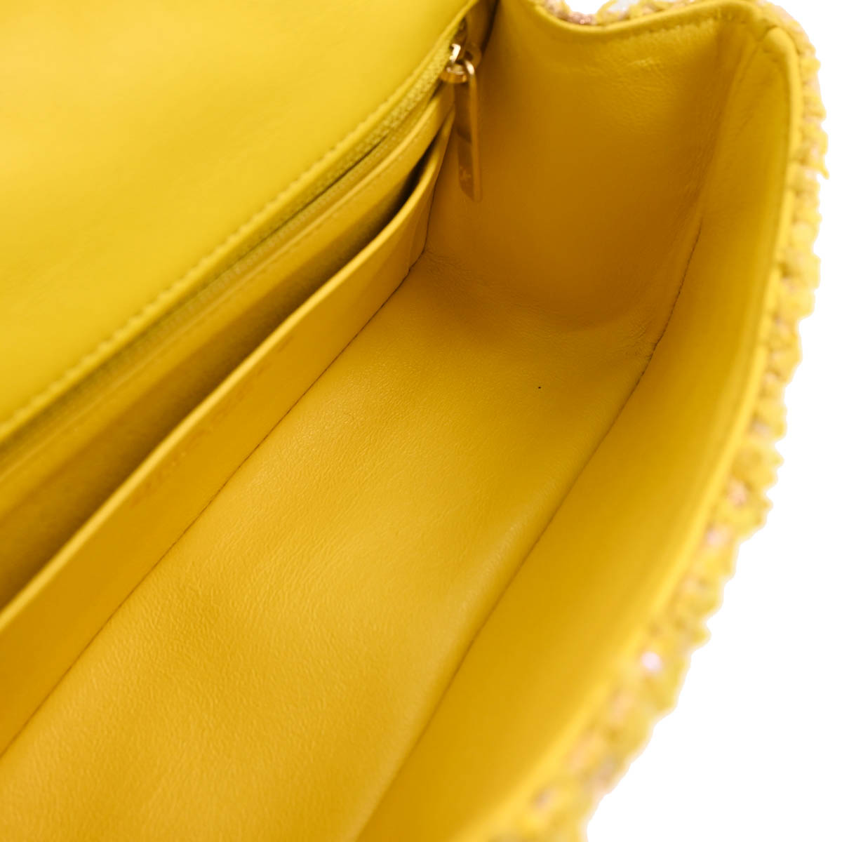 Chanel 2019 Yellow Tweed Mademoiselle Lock Shoulder Bag