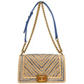 Boy Chanel 2019 Beige Straw Medium Chain Shoulder Bag