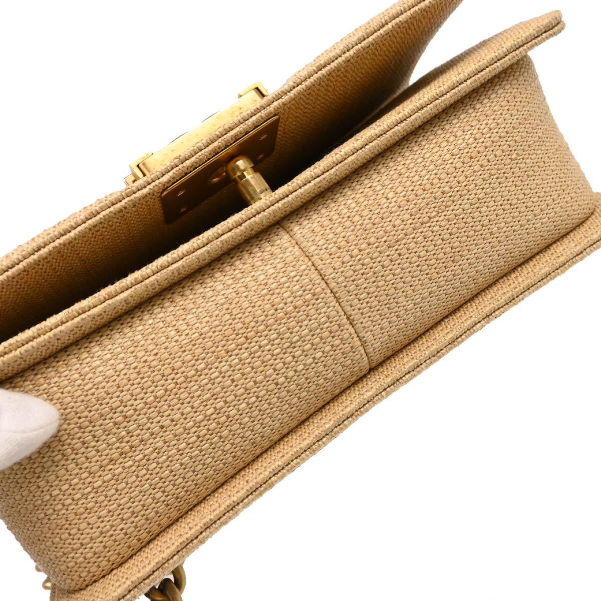 Boy Chanel 2019 Beige Straw Medium Chain Shoulder Bag