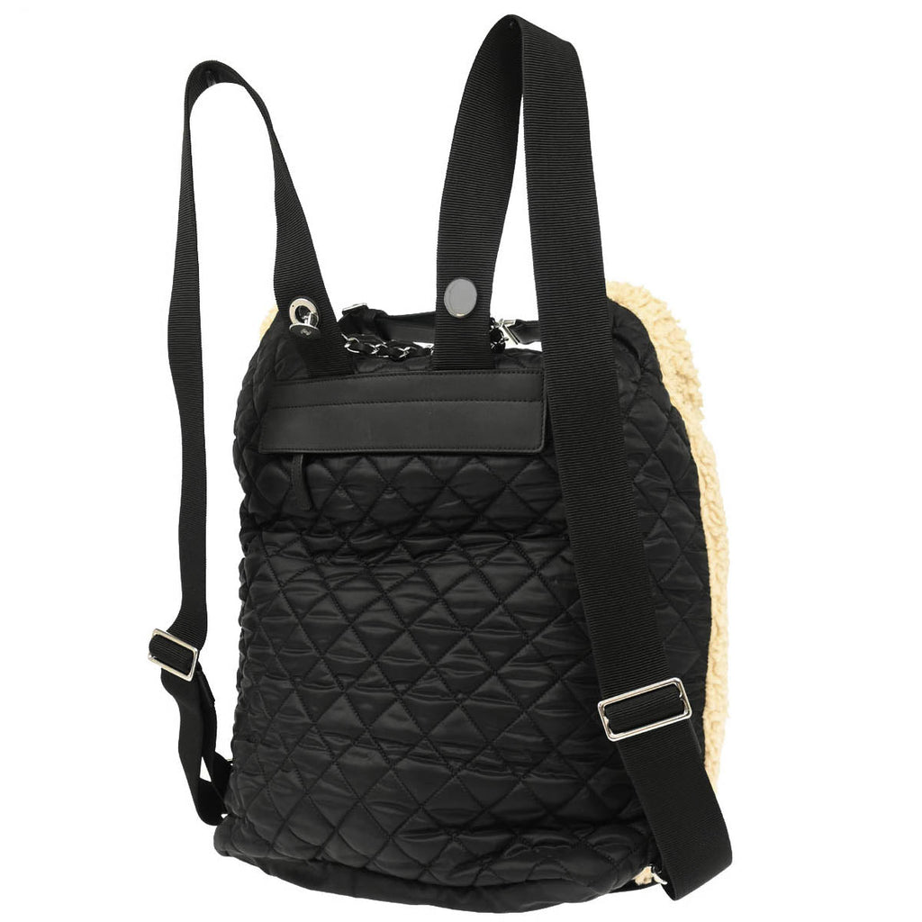 Chanel 2018-2019 White Black Wool Nylon 2way Backpack