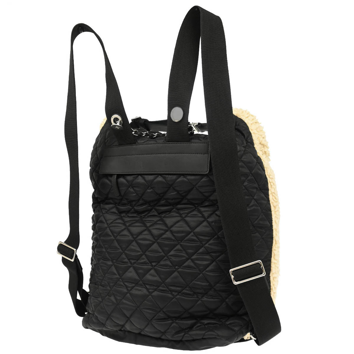 Chanel 2018-2019 White Black Wool Nylon 2way Backpack
