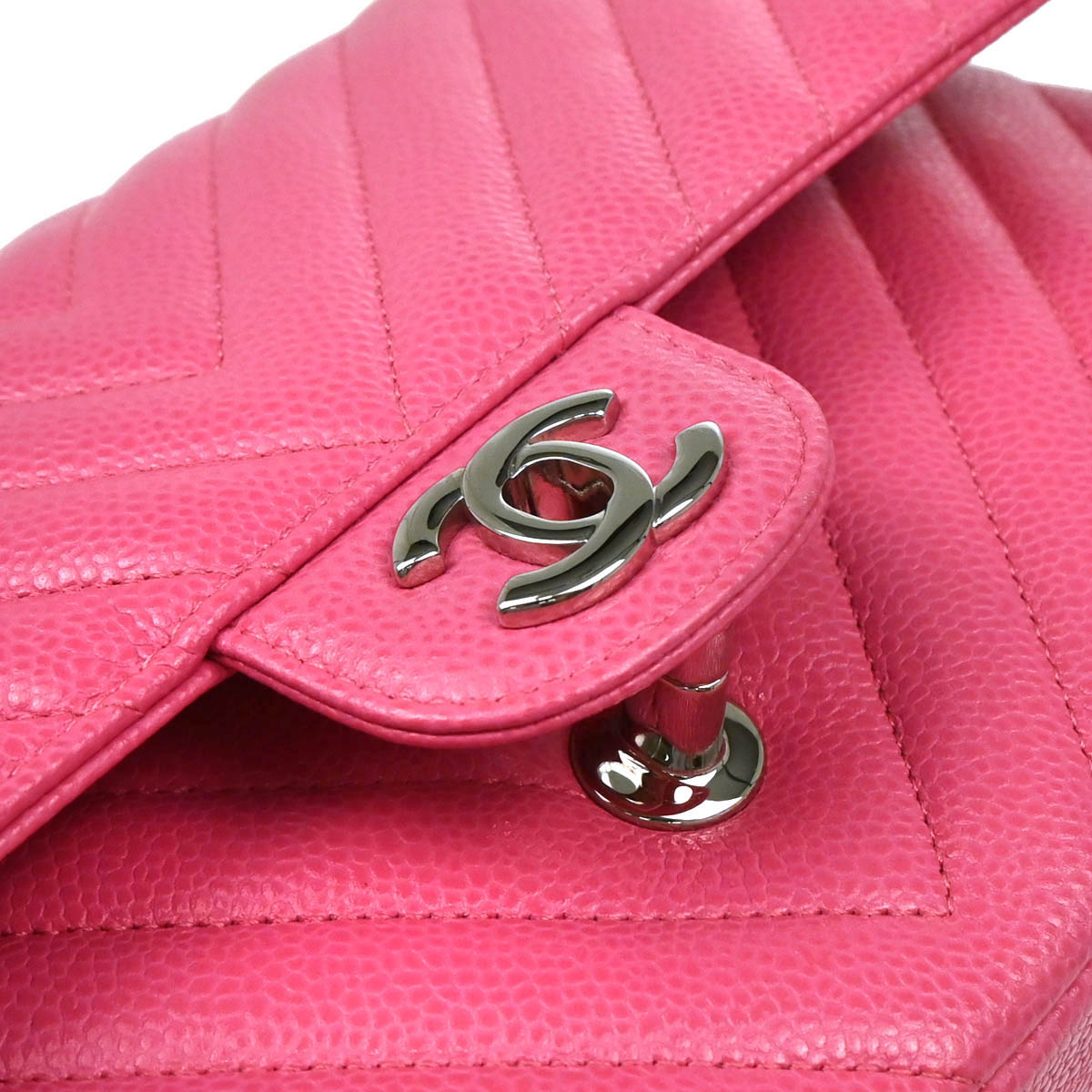 Chanel 2019 Pink Calfskin Caviar Medium Classic Double Flap Shoulder Bag