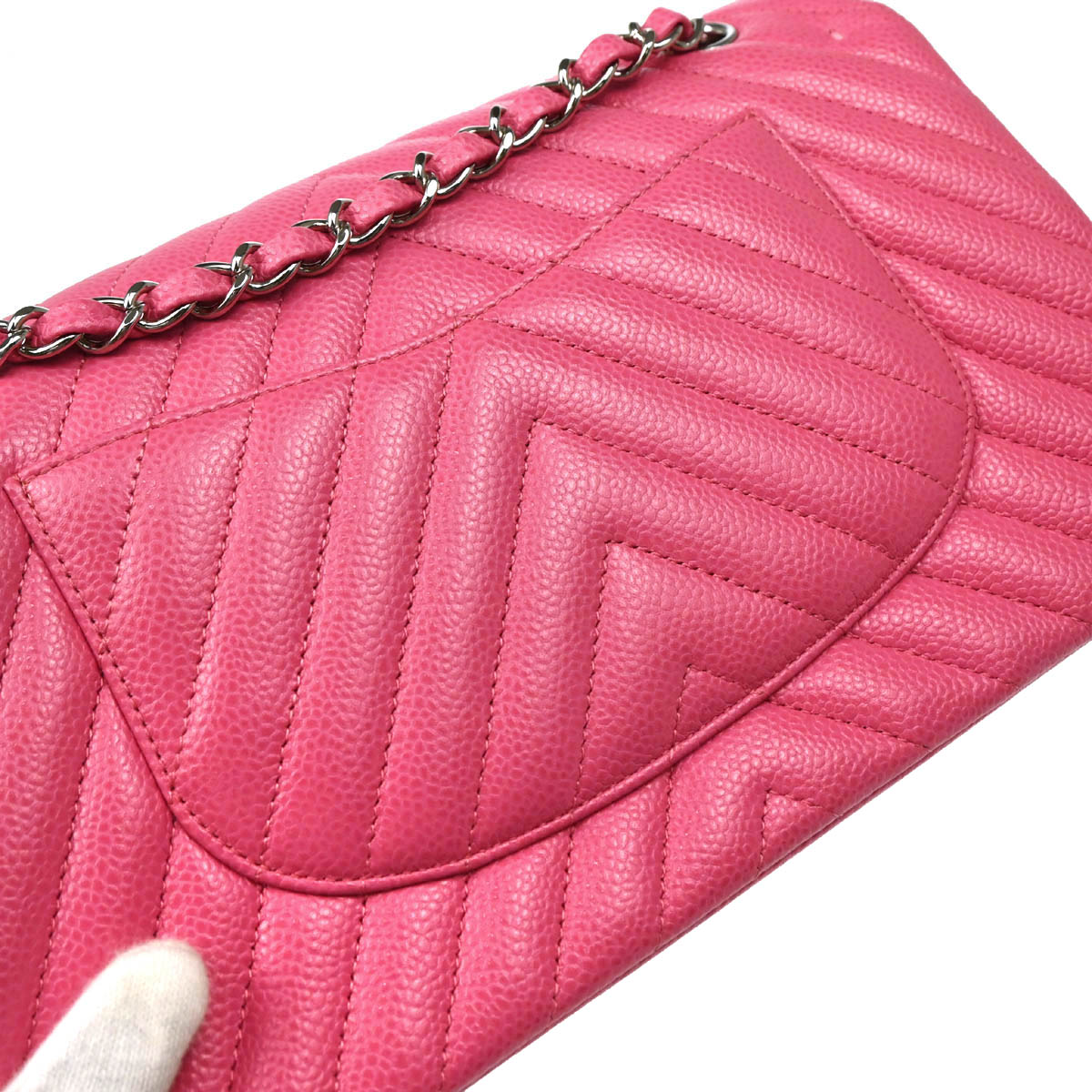 Chanel 2019 Pink Calfskin Caviar Medium Classic Double Flap Shoulder Bag