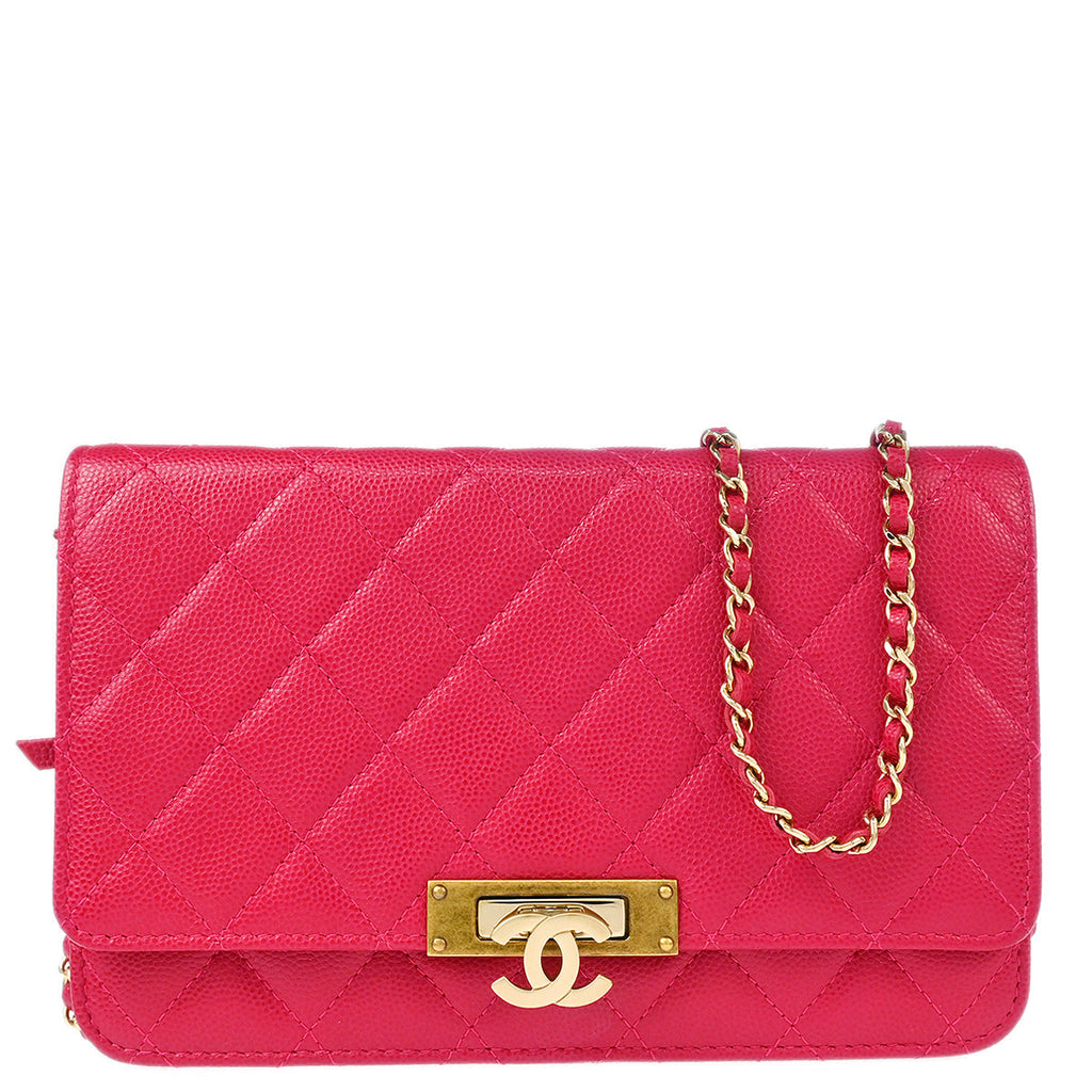 Chanel 2016-2017 Pink Caviar WOC Shoulder Wallet Bag
