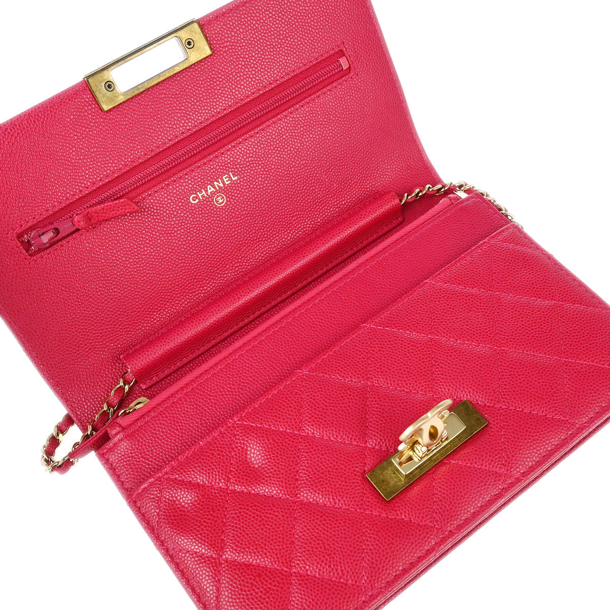 Chanel 2016-2017 Pink Caviar WOC Shoulder Wallet Bag