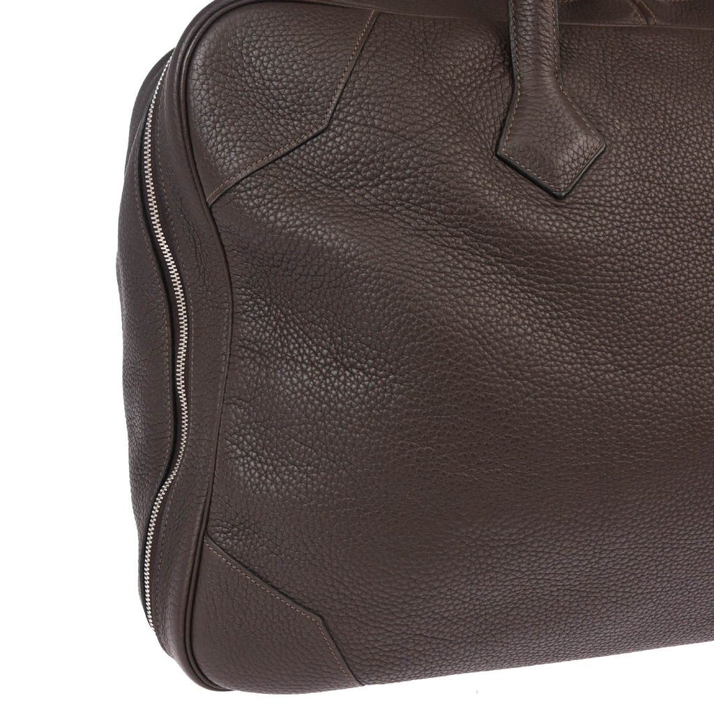 Hermes 2014 Chocolat Taurillon Clemence Victoria 50 Handbag